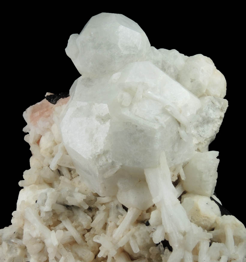 Analcime with Natrolite, Serandite, Aegirine from Poudrette Quarry, Mont Saint-Hilaire, Qubec, Canada