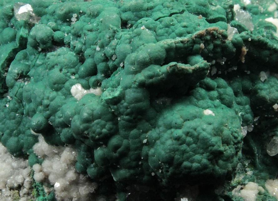 Malachite over Cerussite and Willemite from Tsumeb Mine, Otavi-Bergland District, Oshikoto, Namibia