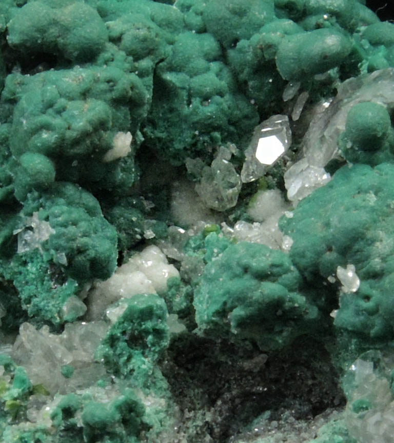 Malachite over Cerussite and Willemite from Tsumeb Mine, Otavi-Bergland District, Oshikoto, Namibia