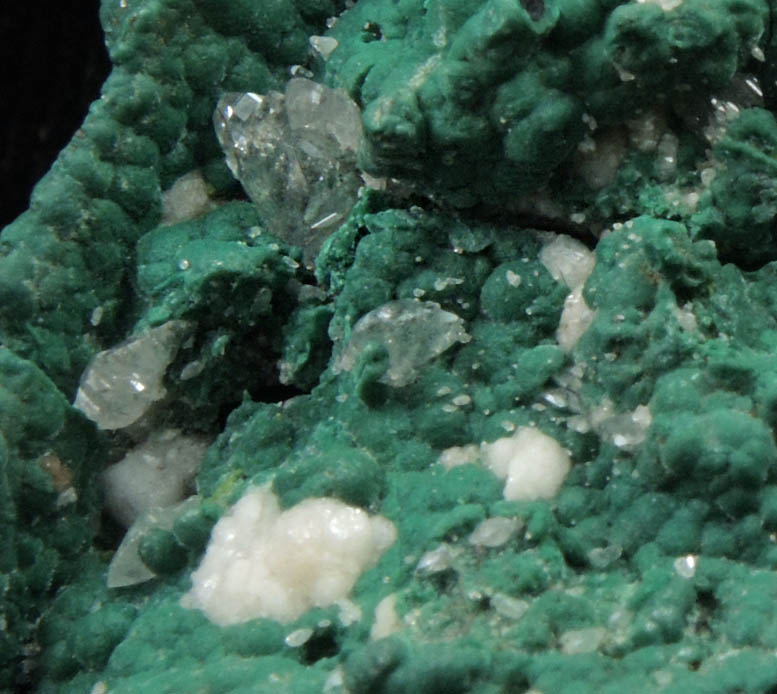 Malachite over Cerussite and Willemite from Tsumeb Mine, Otavi-Bergland District, Oshikoto, Namibia