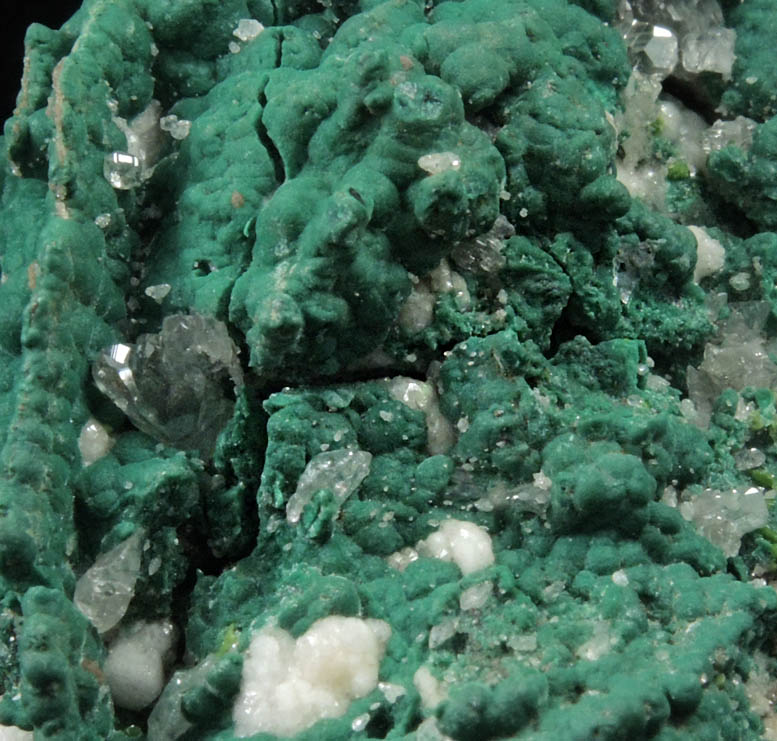 Malachite over Cerussite and Willemite from Tsumeb Mine, Otavi-Bergland District, Oshikoto, Namibia