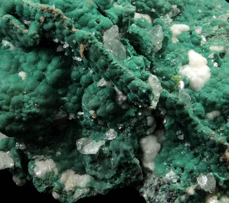 Malachite over Cerussite and Willemite from Tsumeb Mine, Otavi-Bergland District, Oshikoto, Namibia