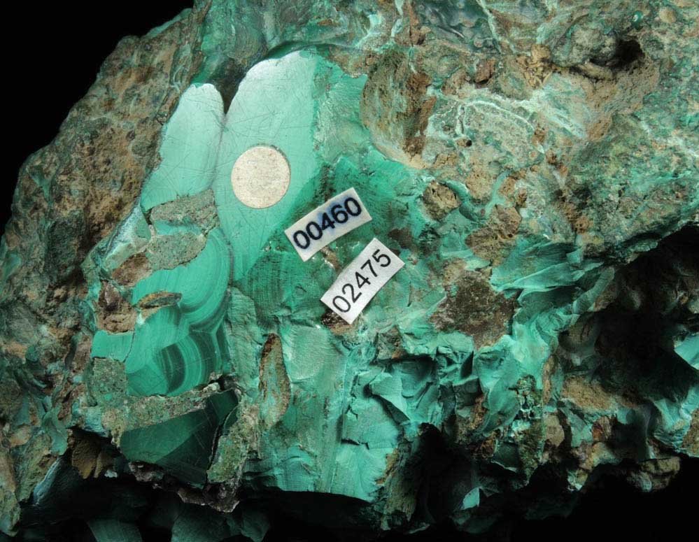 Malachite from Cornwall Iron Mines, Cornwall, Lebanon County, Pennsylvania