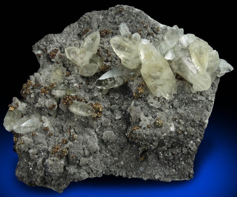 Calcite with Chalcopyrite on Dolomite from Sweetwater Mine, Viburnum Trend, Reynolds County, Missouri