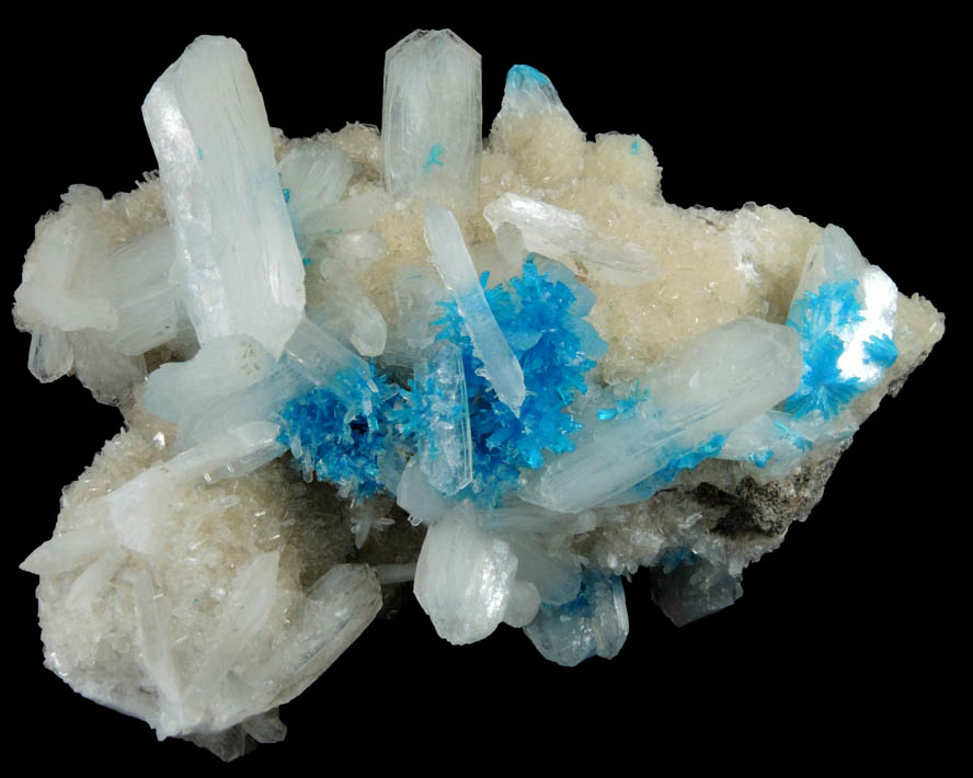 Cavansite on Stilbite from Wagholi Quarry, Maharashtra, India