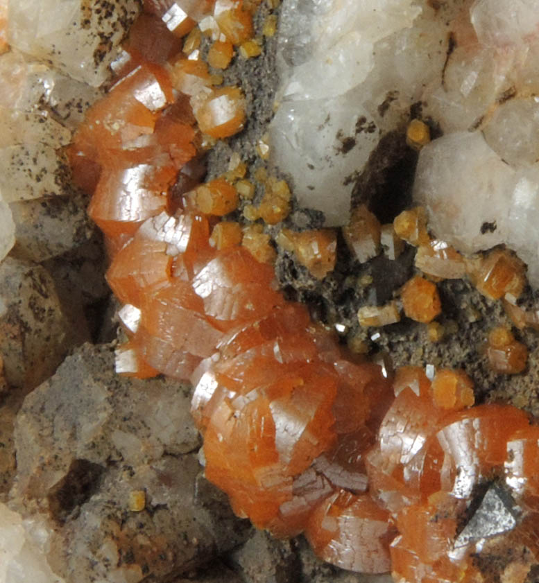 Mimetite var. Campylite on Quartz from Drygill Mine, Caldbeck Fells, Cumbria, England