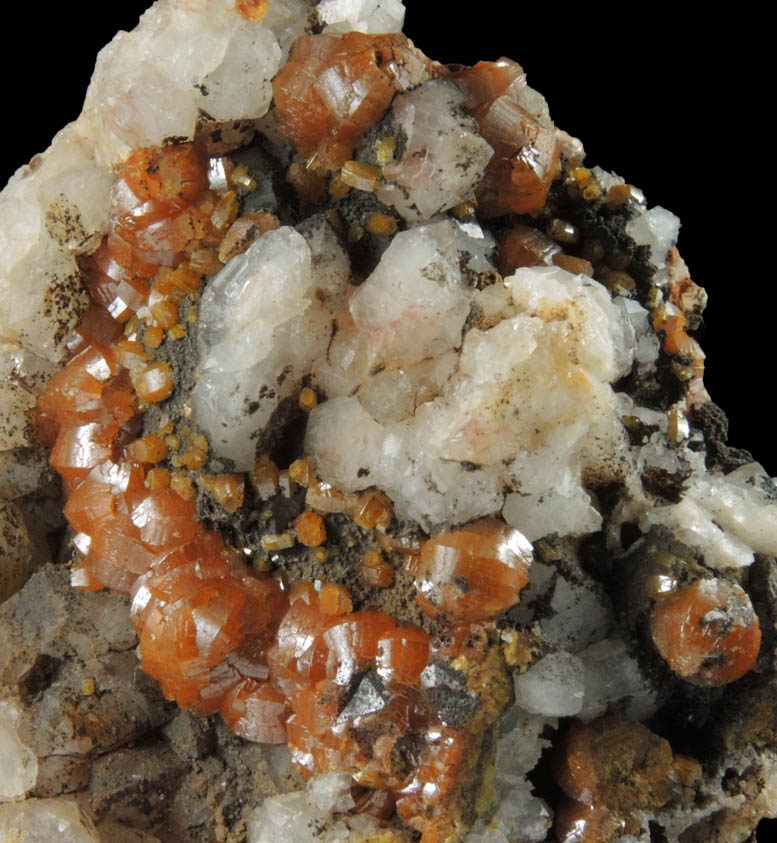 Mimetite var. Campylite on Quartz from Drygill Mine, Caldbeck Fells, Cumbria, England