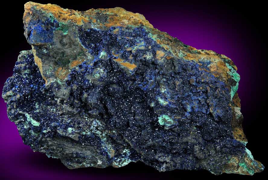 Azurite and Tenorite over Malachite from Ray Mine, Mineral Creek District, Pinal County, Arizona
