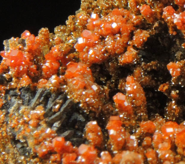 Vanadinite on Quartz from Apache Mine (Vanadium Shaft), 8 km north of Globe, Gila County, Arizona