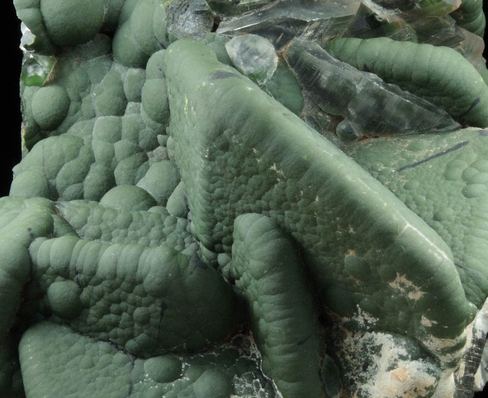 Mottramite over Calcite from Tsumeb Mine, Otavi-Bergland District, Oshikoto, Namibia