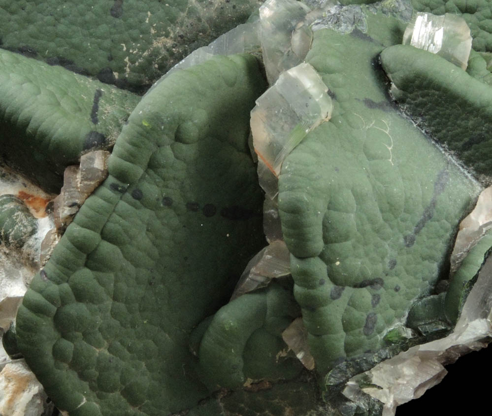 Mottramite over Calcite from Tsumeb Mine, Otavi-Bergland District, Oshikoto, Namibia