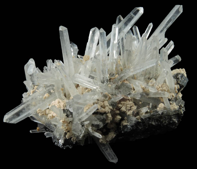 Quartz on Sphalerite with Calcite from Huaron District, Cerro de Pasco Province, Pasco Department, Peru