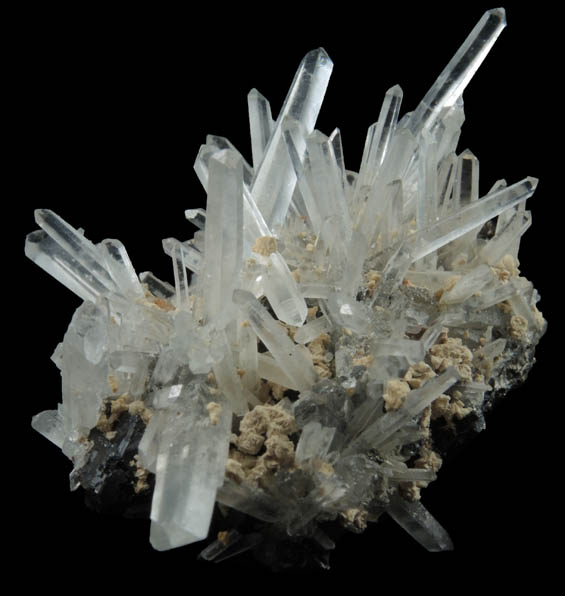 Quartz on Sphalerite with Calcite from Huaron District, Cerro de Pasco Province, Pasco Department, Peru