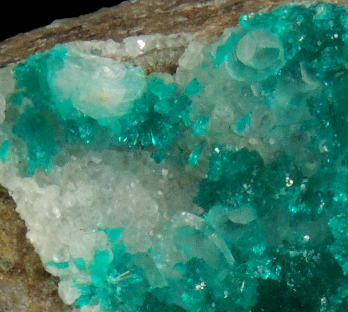 Dioptase on Calcite from Christmas Mine, Banner District, Gila County, Arizona