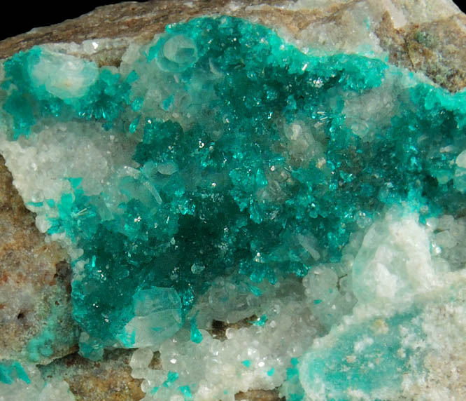 Dioptase on Calcite from Christmas Mine, Banner District, Gila County, Arizona