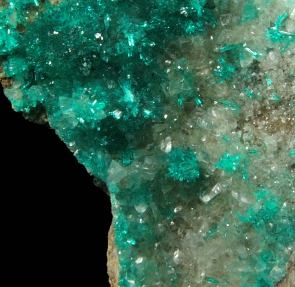 Dioptase on Calcite from Christmas Mine, Banner District, Gila County, Arizona