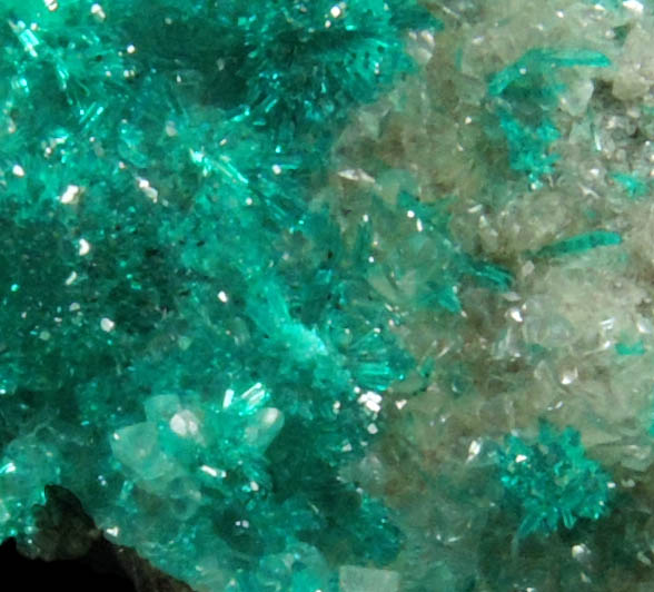 Dioptase on Calcite from Christmas Mine, Banner District, Gila County, Arizona