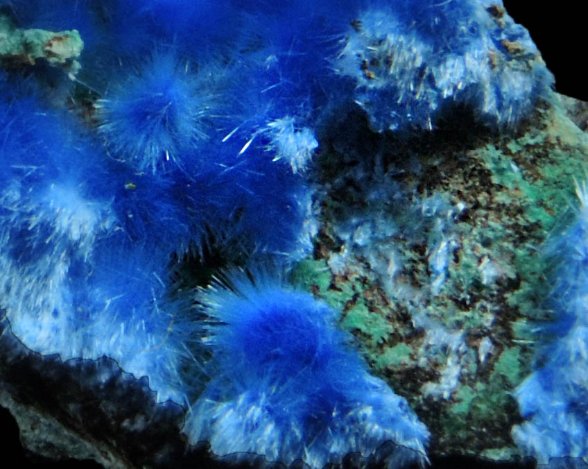 Cyanotrichite and Malachite from Maid of Sunshine Mine, Courtland-Gleeson District, Cochise County, Arizona