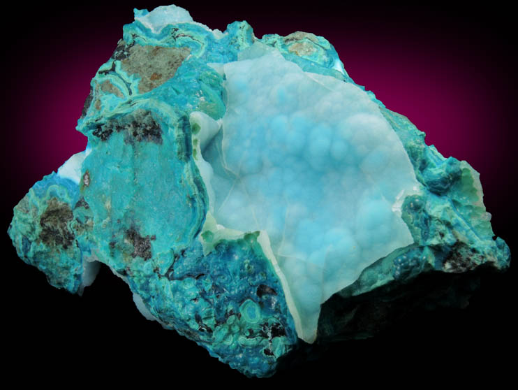 Chrysocolla with Quartz coating from Inspiration Mine, Globe-Miami District, Gila County, Arizona