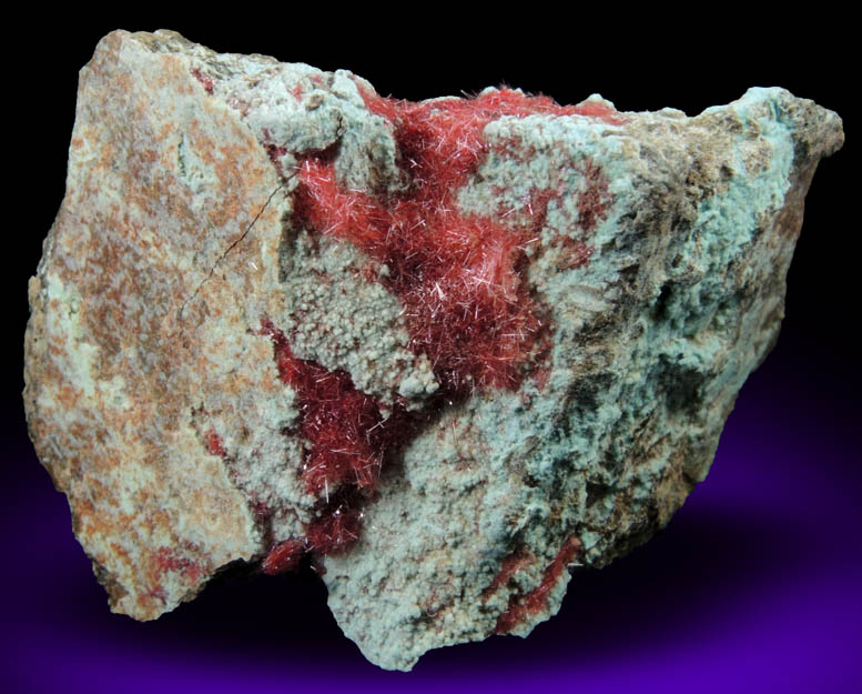 Cuprite var. Chalcotrichite on Chrysocolla from Ray Mine, Mineral Creek District, Pinal County, Arizona