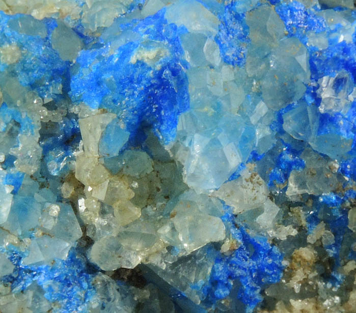 Linarite over Fluorite with Quartz from Blanchard Mine, Hansonburg District, 8.5 km south of Bingham, Socorro County, New Mexico