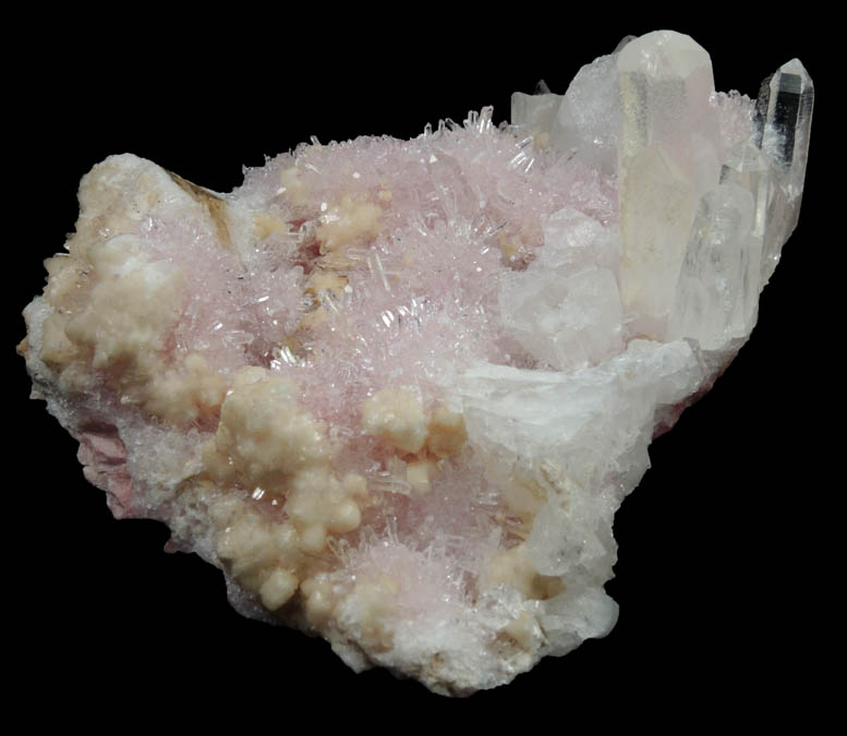 Quartz and Calcite over Rhodochrosite from Cavnic Mine (Kapnikbanya), Maramures, Romania