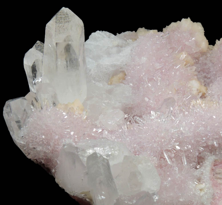 Quartz and Calcite over Rhodochrosite from Cavnic Mine (Kapnikbanya), Maramures, Romania