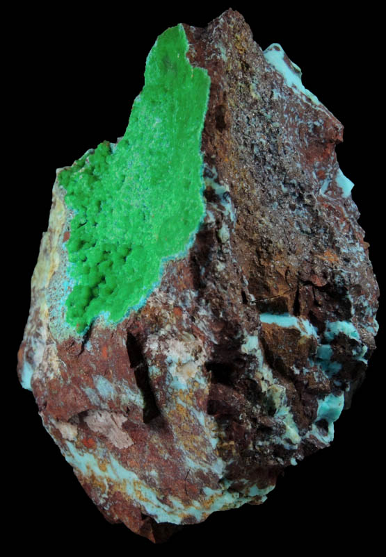 Conichalcite over Chrysocolla from Gold Hill Mine, Toole County, Utah
