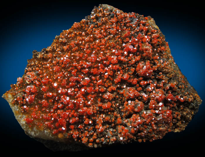 Vanadinite on Quartz from Apache Mine (Vanadium Shaft), 8 km north of Globe, Gila County, Arizona