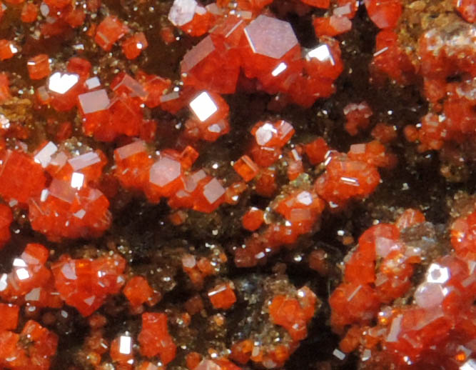 Vanadinite on Quartz from Apache Mine (Vanadium Shaft), 8 km north of Globe, Gila County, Arizona