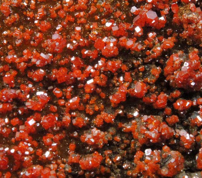 Vanadinite on Quartz from Apache Mine (Vanadium Shaft), 8 km north of Globe, Gila County, Arizona