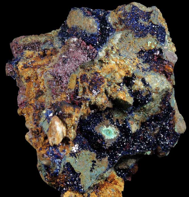 Azurite and Cuprite from Ray Mine, Mineral Creek District, Pinal County, Arizona