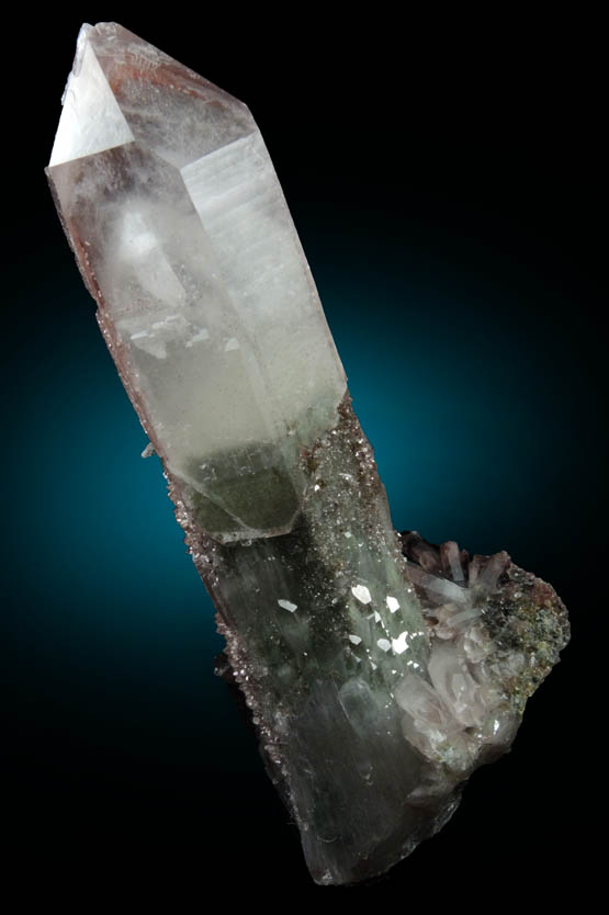 Quartz with Hematite and Chlorite inclusions (with phantom-growth zoning) from Messina Mine, Limpopo Province, South Africa