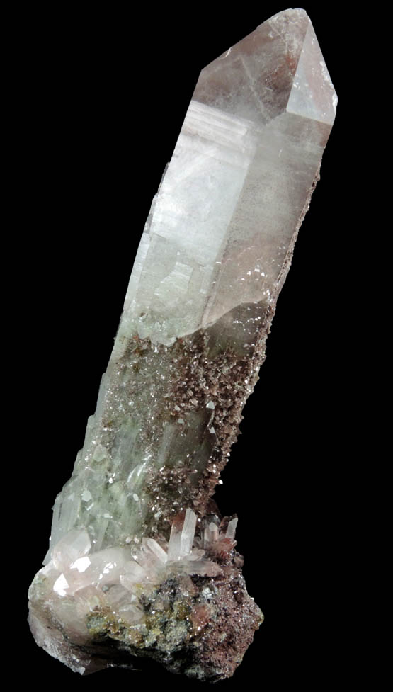 Quartz with Hematite and Chlorite inclusions (with phantom-growth zoning) from Messina Mine, Limpopo Province, South Africa