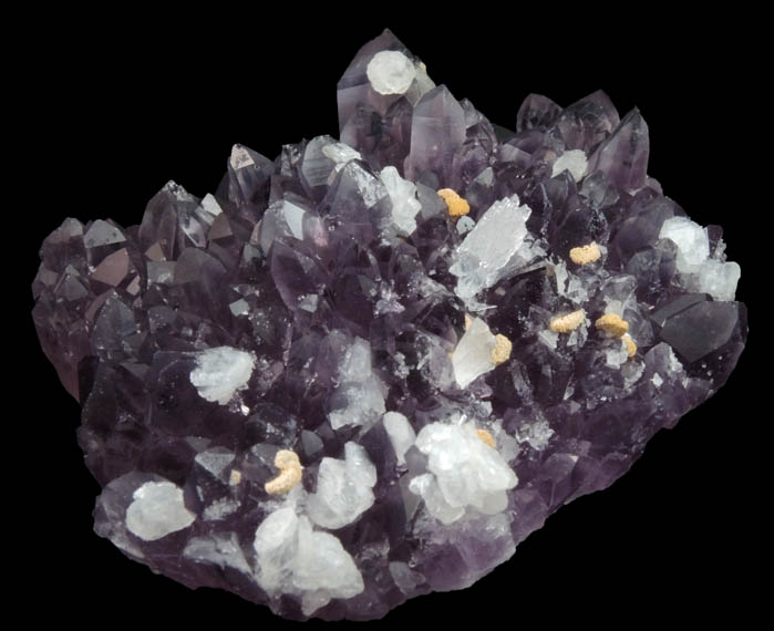 Quartz var. Amethyst with Calcite and Dolomite from Veta Madre Mining District, Guanajuato, Mexico