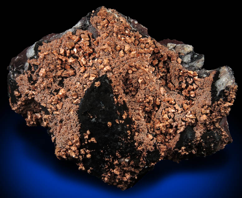 Copper (naturally crystallized native copper) on Tenorite from Ray Mine, Mineral Creek District, Pinal County, Arizona