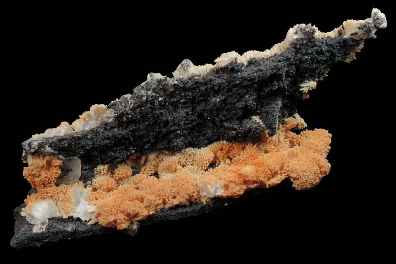 Calcite on Hematite with Manganoan Calcite from Montreal Mine, Gogebic Iron Range, Iron County, Wisconsin
