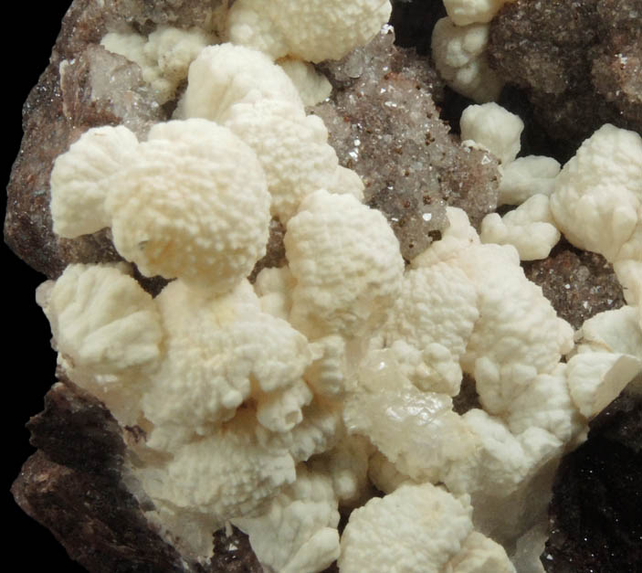 Calcite var. Manganoan Calcite on Quartz from Montreal Mine, Gogebic Iron Range, Iron County, Wisconsin