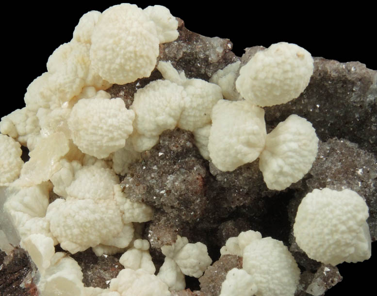 Calcite var. Manganoan Calcite on Quartz from Montreal Mine, Gogebic Iron Range, Iron County, Wisconsin