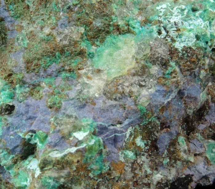 Fluorite, Quartz, Chrysocolla from High Ore Mine, Miners Basin District, Grand County, Utah