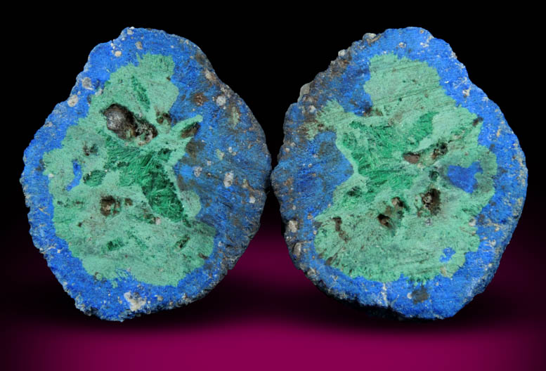 Azurite nodule with Malachite replacement core from Blueball Mine, Globe-Miami District, Gila County, Arizona