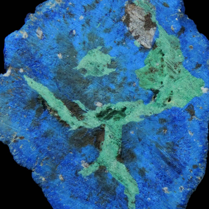 Azurite nodule with Malachite replacement core from Blueball Mine, Globe-Miami District, Gila County, Arizona