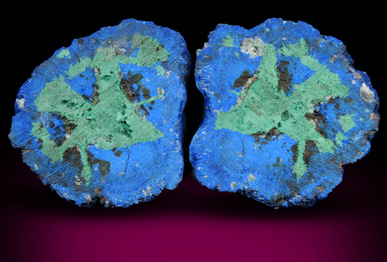 Azurite nodule with Malachite replacement core from Blueball Mine, Globe-Miami District, Gila County, Arizona