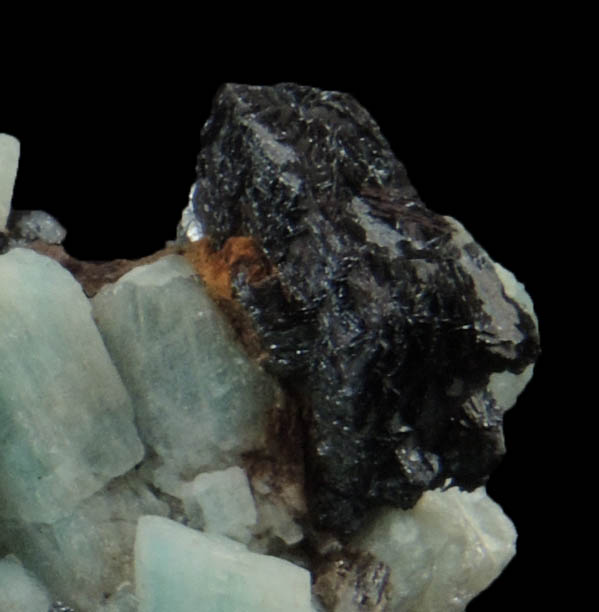 Microcline var. Amazonite with Hematite pseudomorphs after Siderite from Bear Creek, Pike's Peak Batholith, El Paso County, Colorado