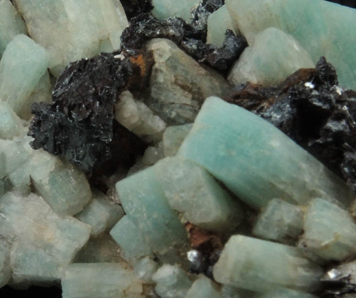 Microcline var. Amazonite with Hematite pseudomorphs after Siderite from Bear Creek, Pike's Peak Batholith, El Paso County, Colorado