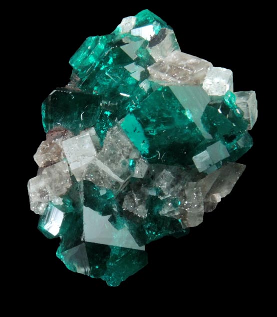 Dioptase on Calcite from Tsumeb Mine, Otavi-Bergland District, Oshikoto, Namibia