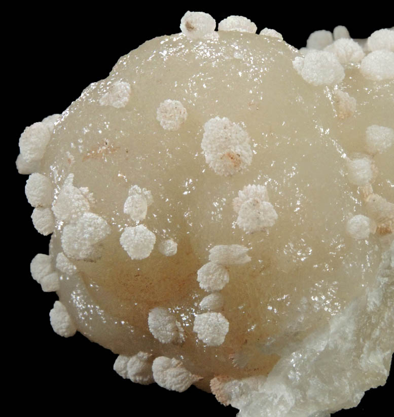 Calcite on Smithsonite from Berg Aukas Mine, 16 km ENE of Grootfontein, Otavi Mountain Land, Namibia