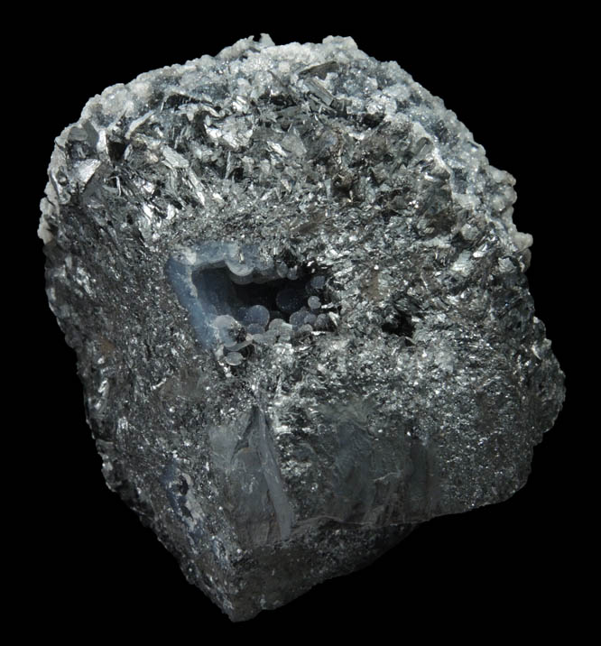Manganite with Quartz coating from Hotazel Mine, Kalahari Manganese Field, Northern Cape Province, South Africa