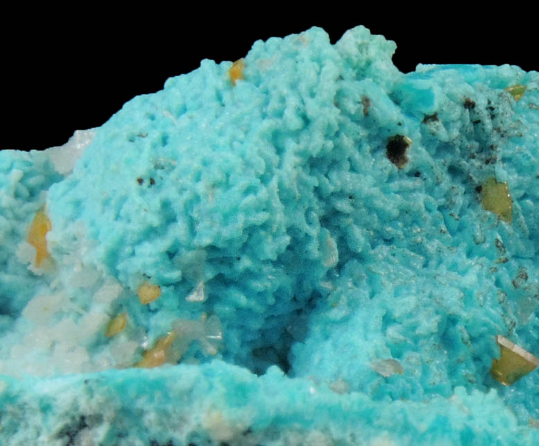 Wulfenite and Hemimorphite on Chrysocolla pseudomorphs from 79 Mine, Banner District, near Hayden, Gila County, Arizona