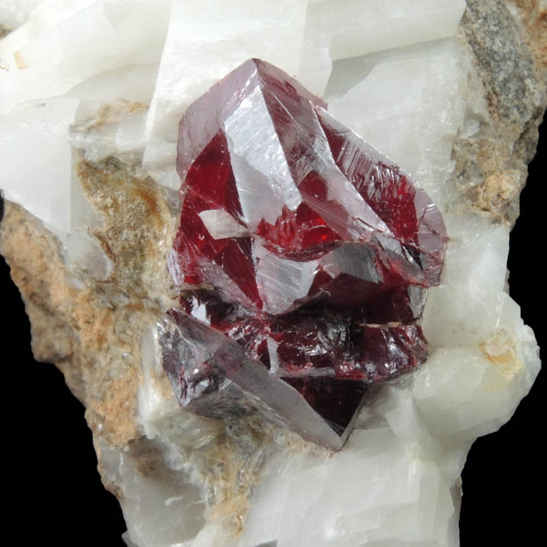 Cinnabar in Calcite from Red Bird Mine, Antelope Springs District, 24 km east of Lovelock, Pershing County, Nevada